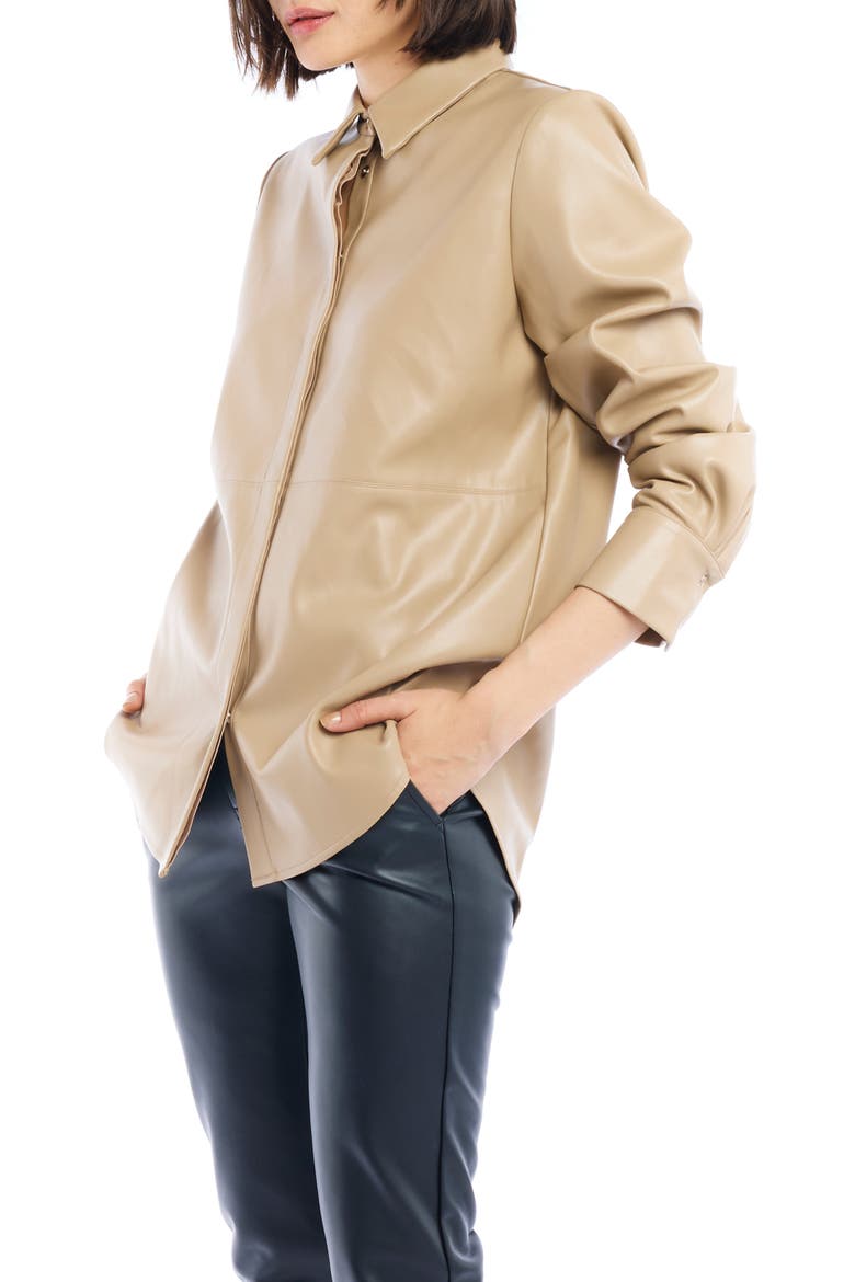 Max Faux Leather Shirt, Alternate, color, TAUPE