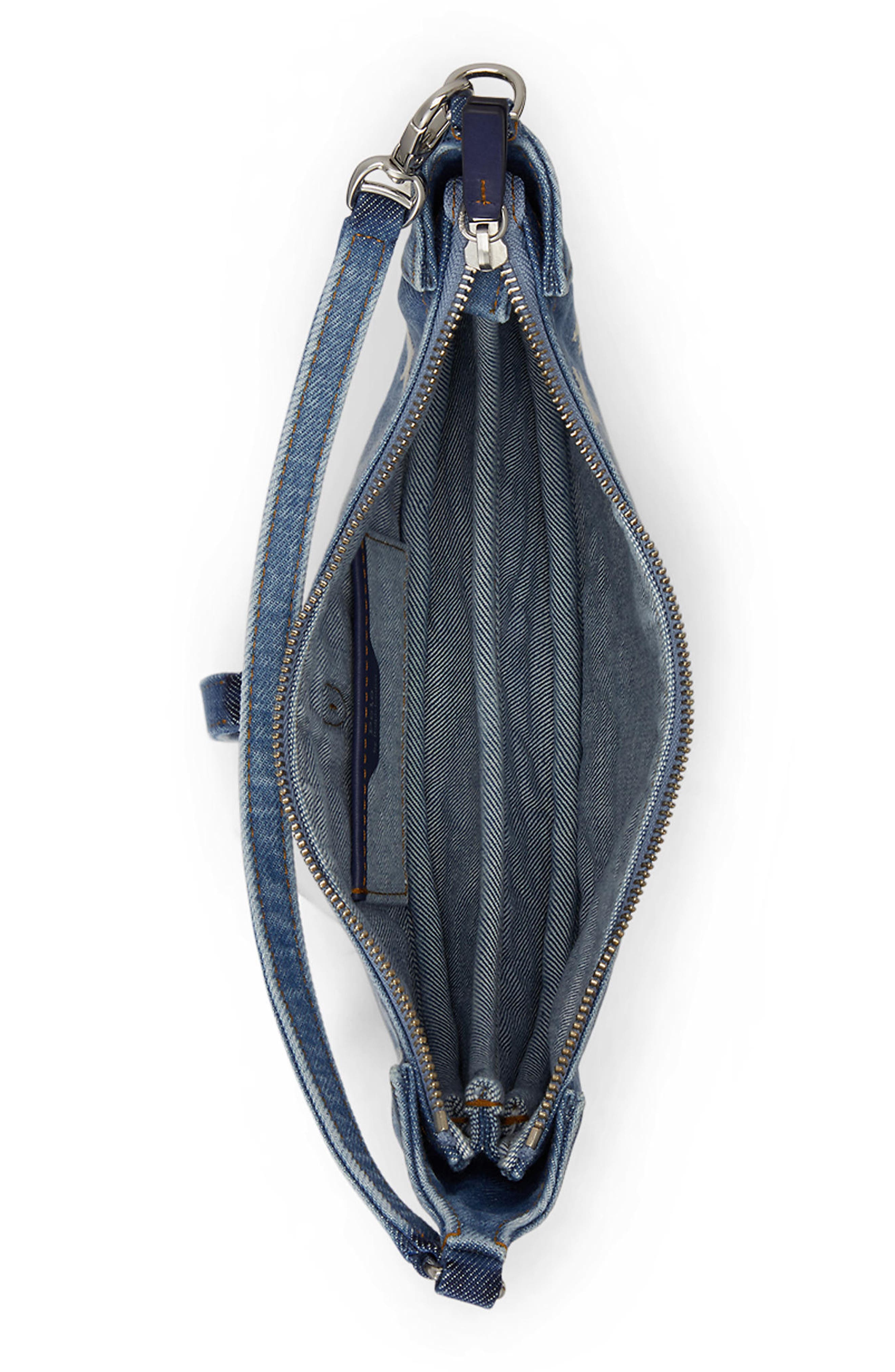 Polo Ralph Lauren Mini Polo ID Star Print Denim Shoulder Bag, Alternate, color, Helena Wash