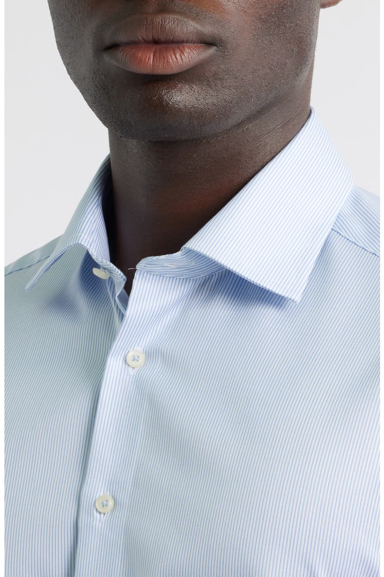 Luxury Modern Fit Micro Stripe Non-Iron Dress Shirt, Alternate, color, SKY