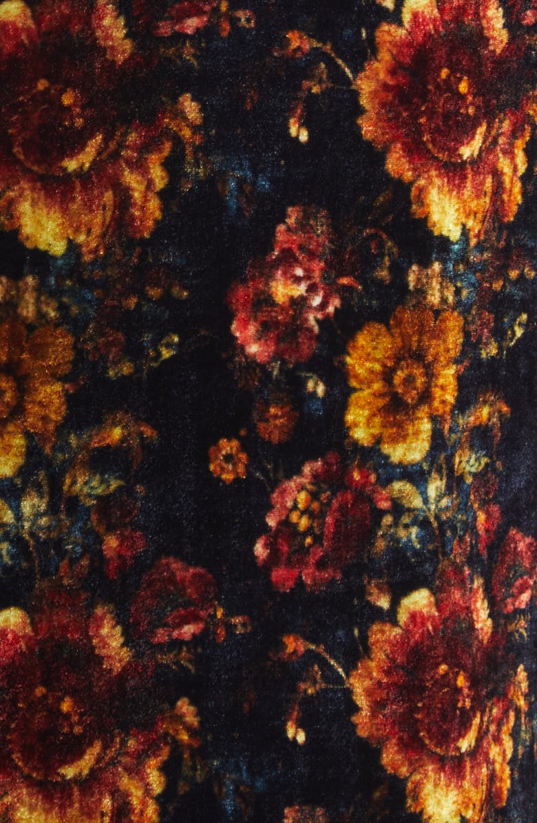 R13 Drapey Floral Double Breasted Velvet Duster Coat, Alternate, color, Orange Multi Floral