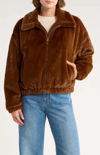 Thread & Supply Faux Fur Zip Bomber Jacket