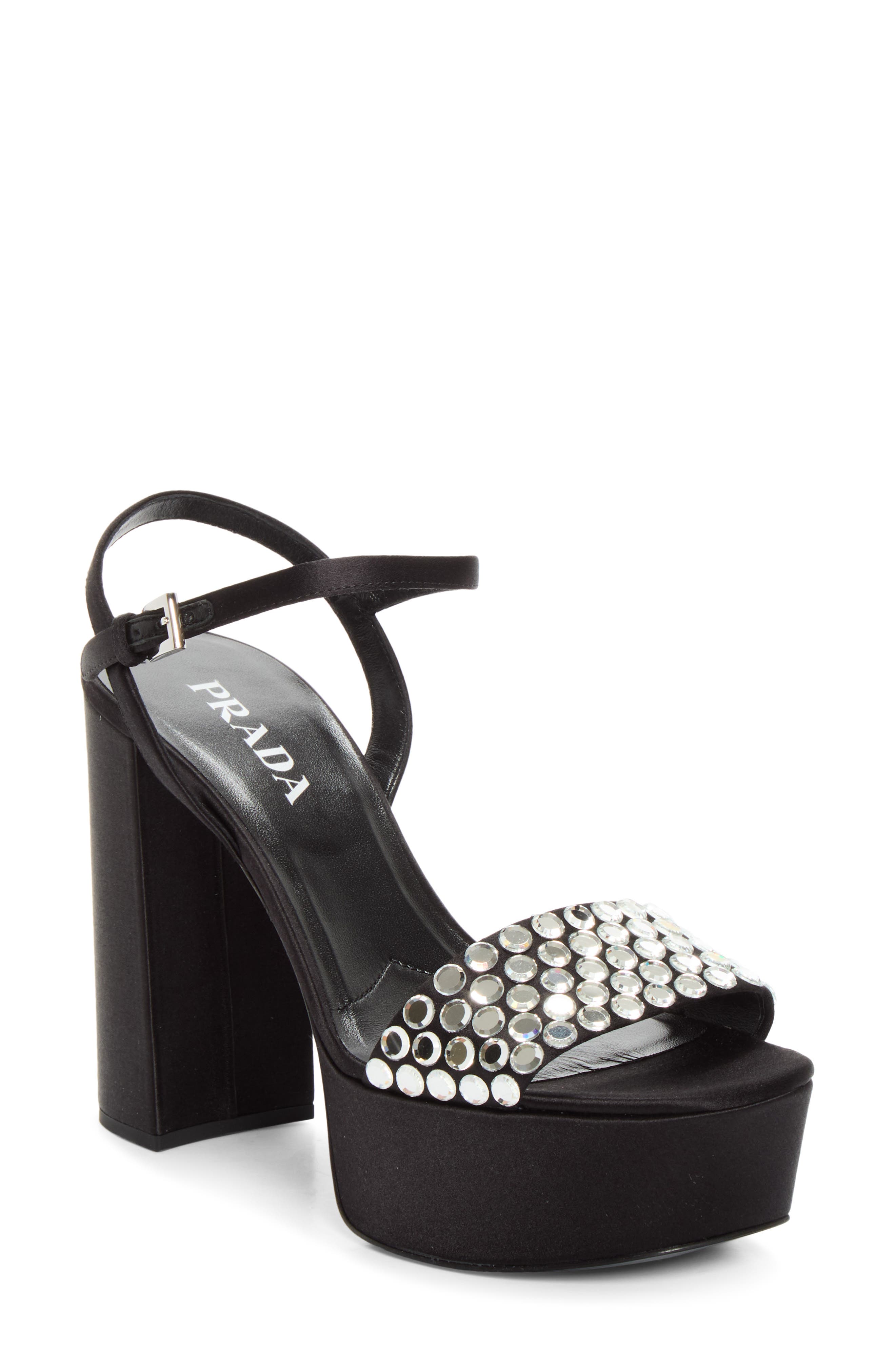 Crystal Platform Sandal, Main, color, NERO