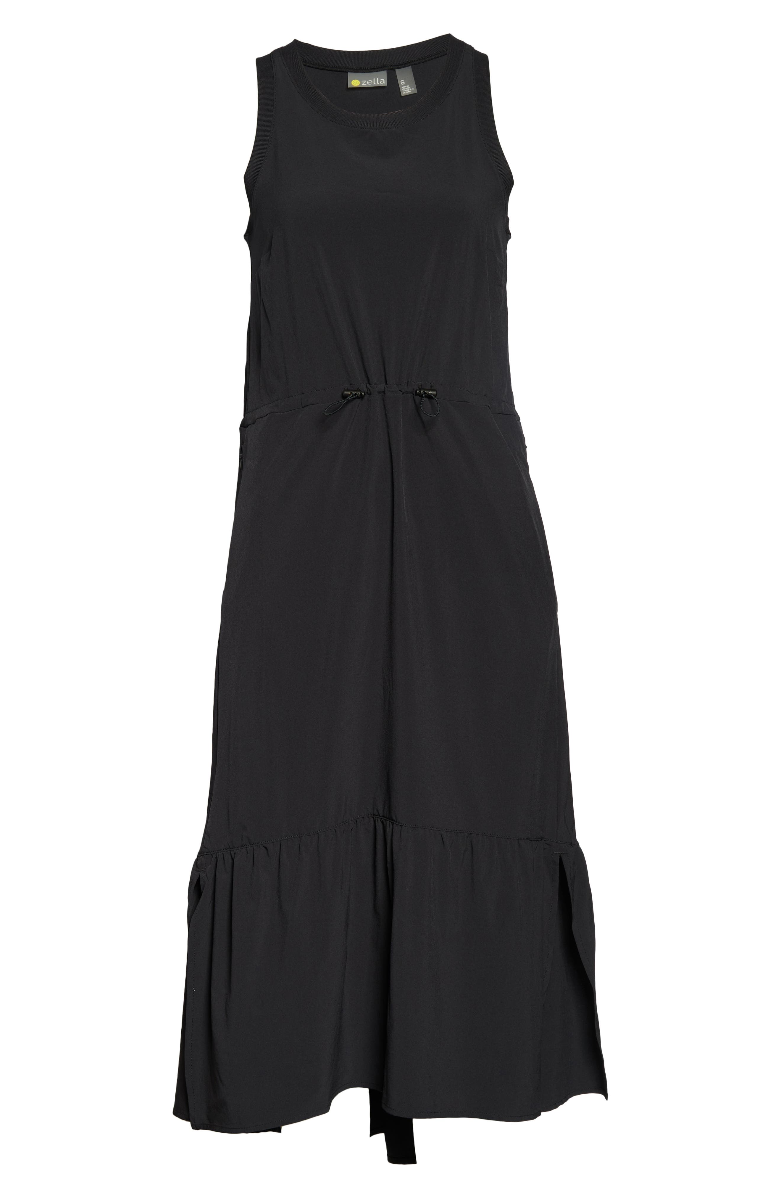 zella pursuit tiered midi dress Zella Pursuit Tiered Midi Dress in Black