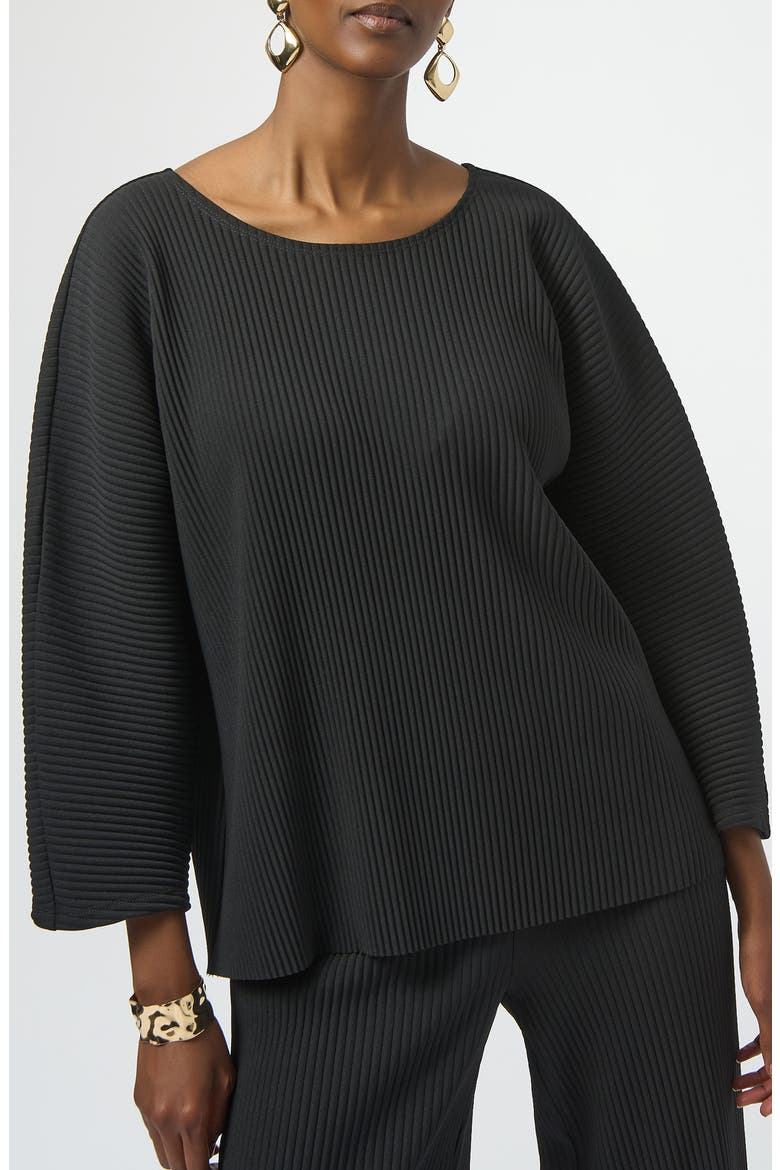 Pleated Scuba Crepe Boxy Top, Main, color, BLACK