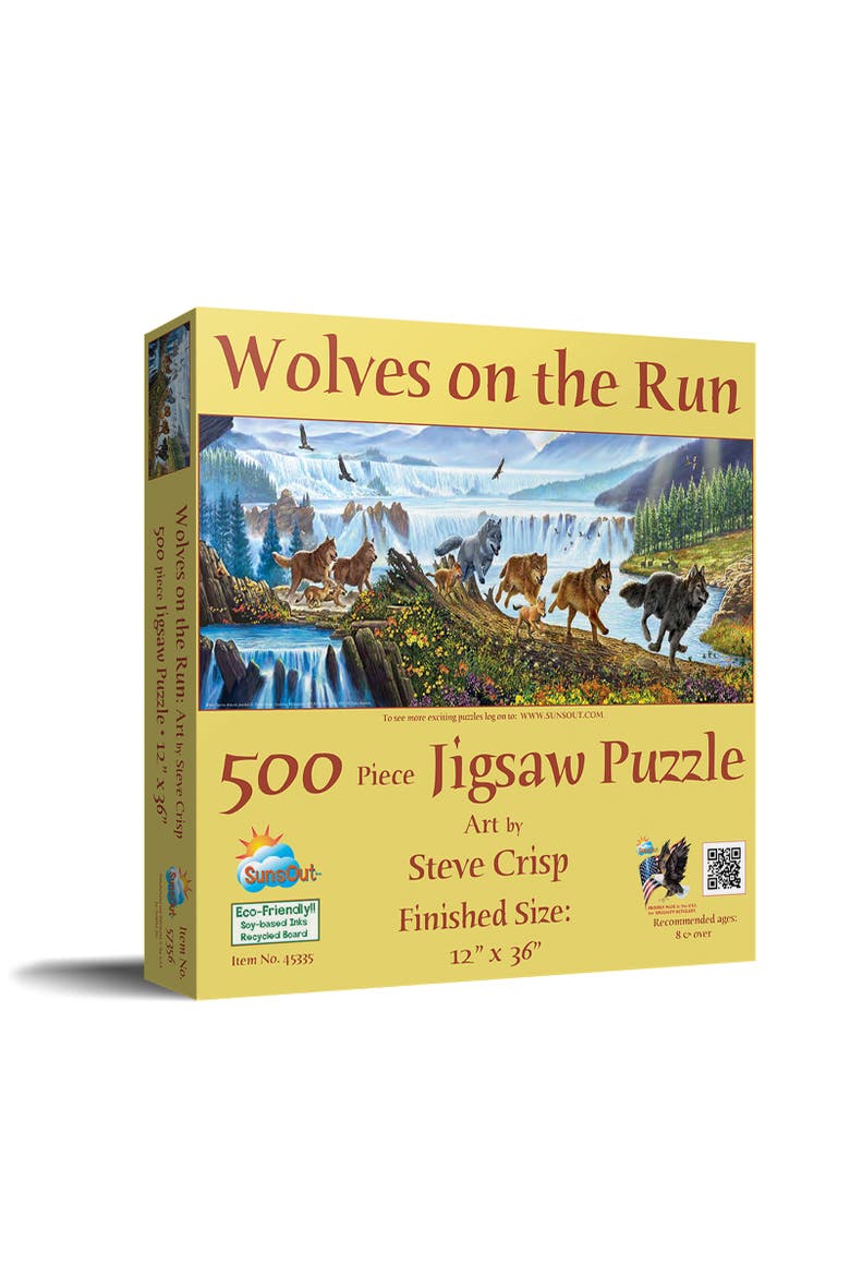 Wolves on the Run 500 piece Jigsaw Puzzle for Adults, Main, color, Multicolor
