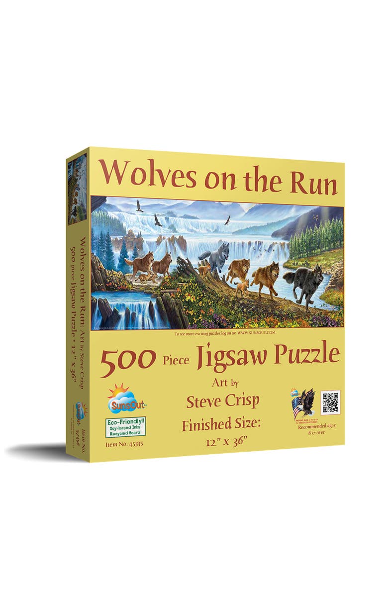 Sunsout Wolves on the Run 500 piece Jigsaw Puzzle for Adults, Main, color, Multicolor