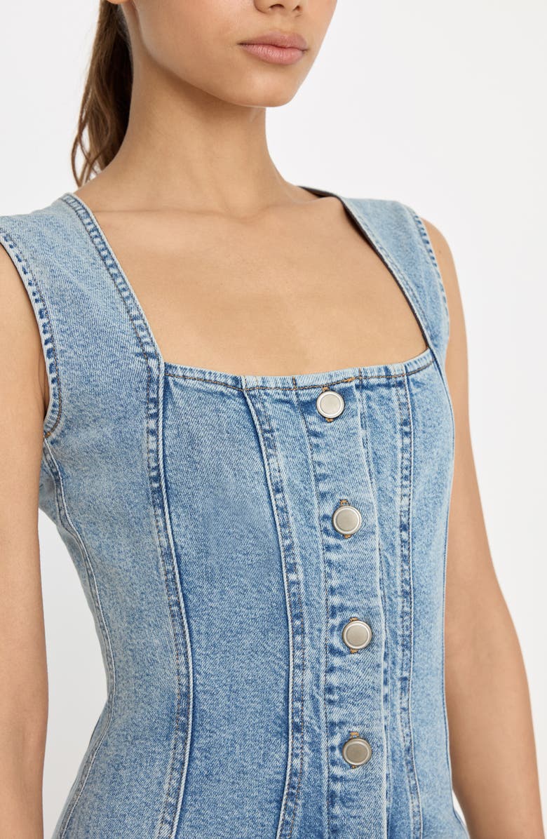 Good American Button Front Denim Minidress, Alternate, color, Indigo1104