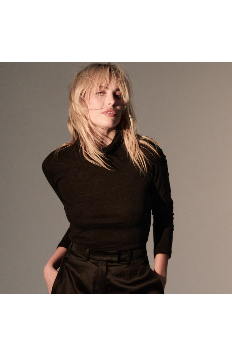 Majestic Filatures Cotton Cashmere Long Sleeve Turtleneck, Alternate, color, Noir