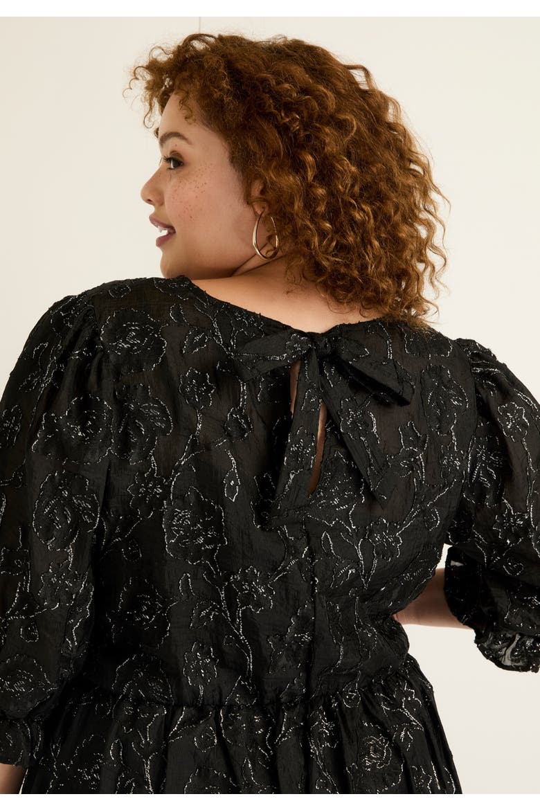 Metallic Jacquard Dress, Alternate, color, BLACK ONYX