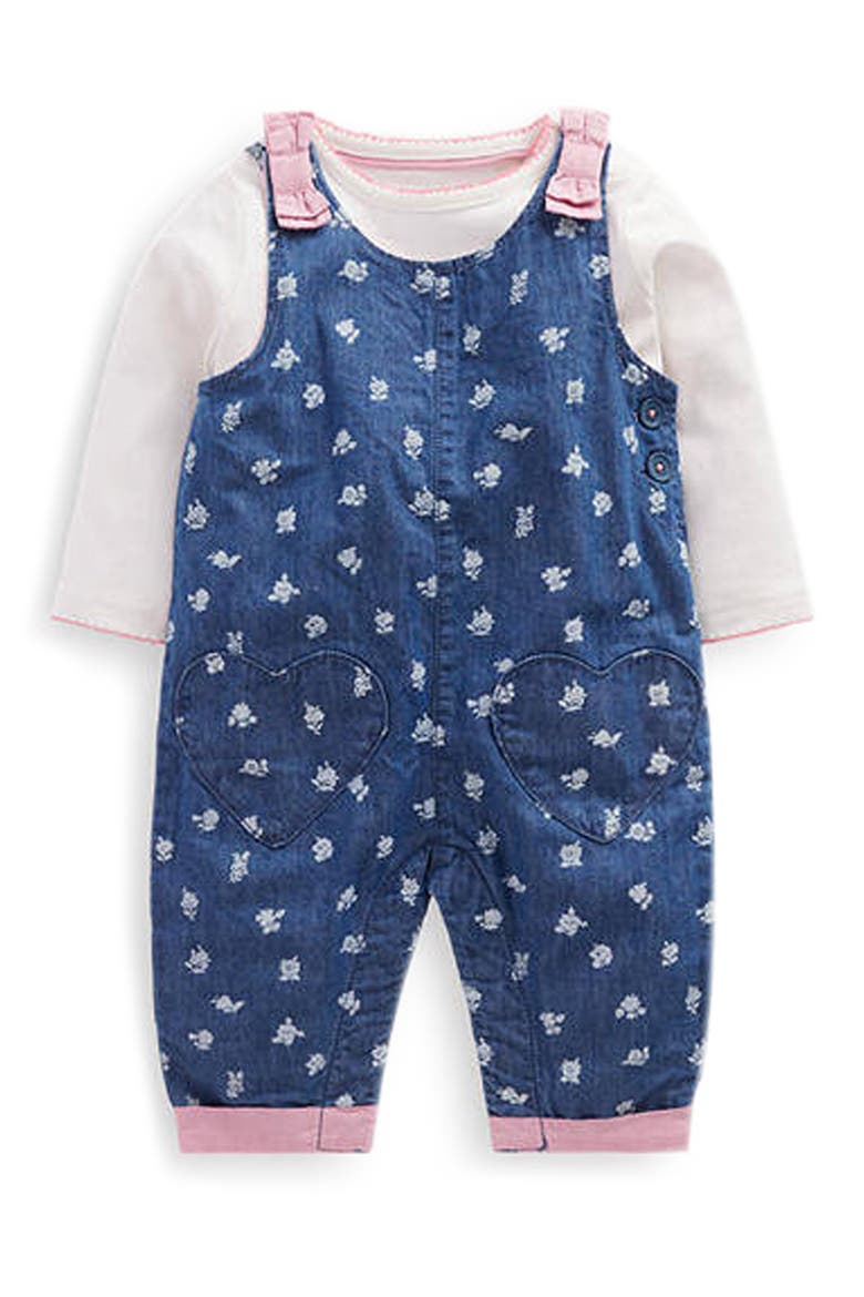 Kids' Chambray Overalls and T-Shirt Set, Main, color, CHAMBRAY ROSES