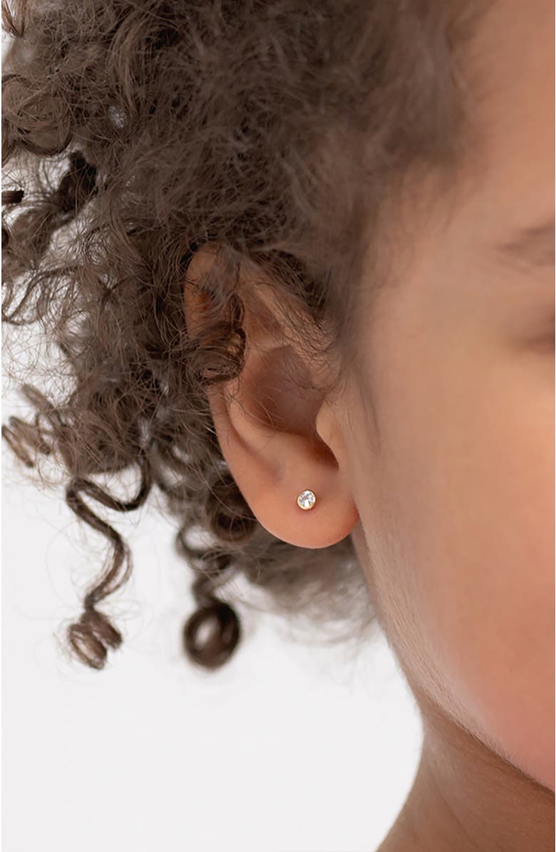 In Season Jewelry 14k Tiny Bezel Cubic Zirconia Earrings, Alternate, color, Gold