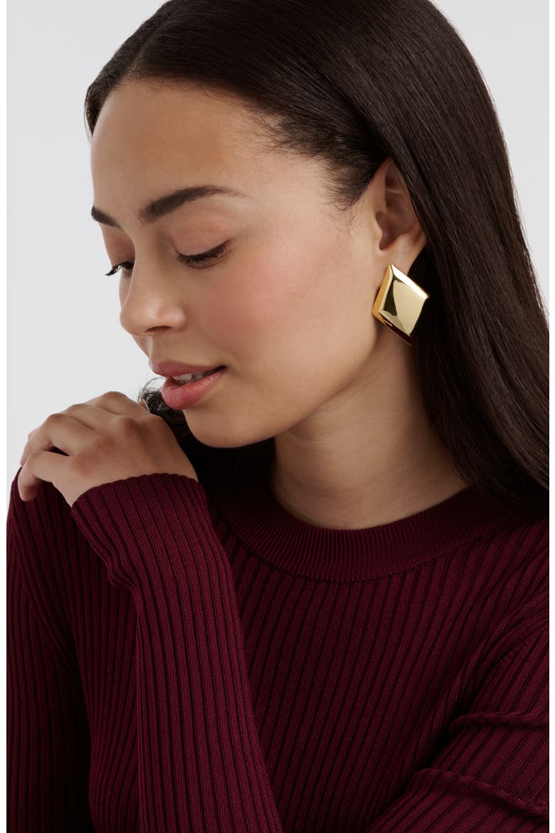 Georgie Large Diamond Shape Stud Earrings, Alternate, color, GOLD TONE