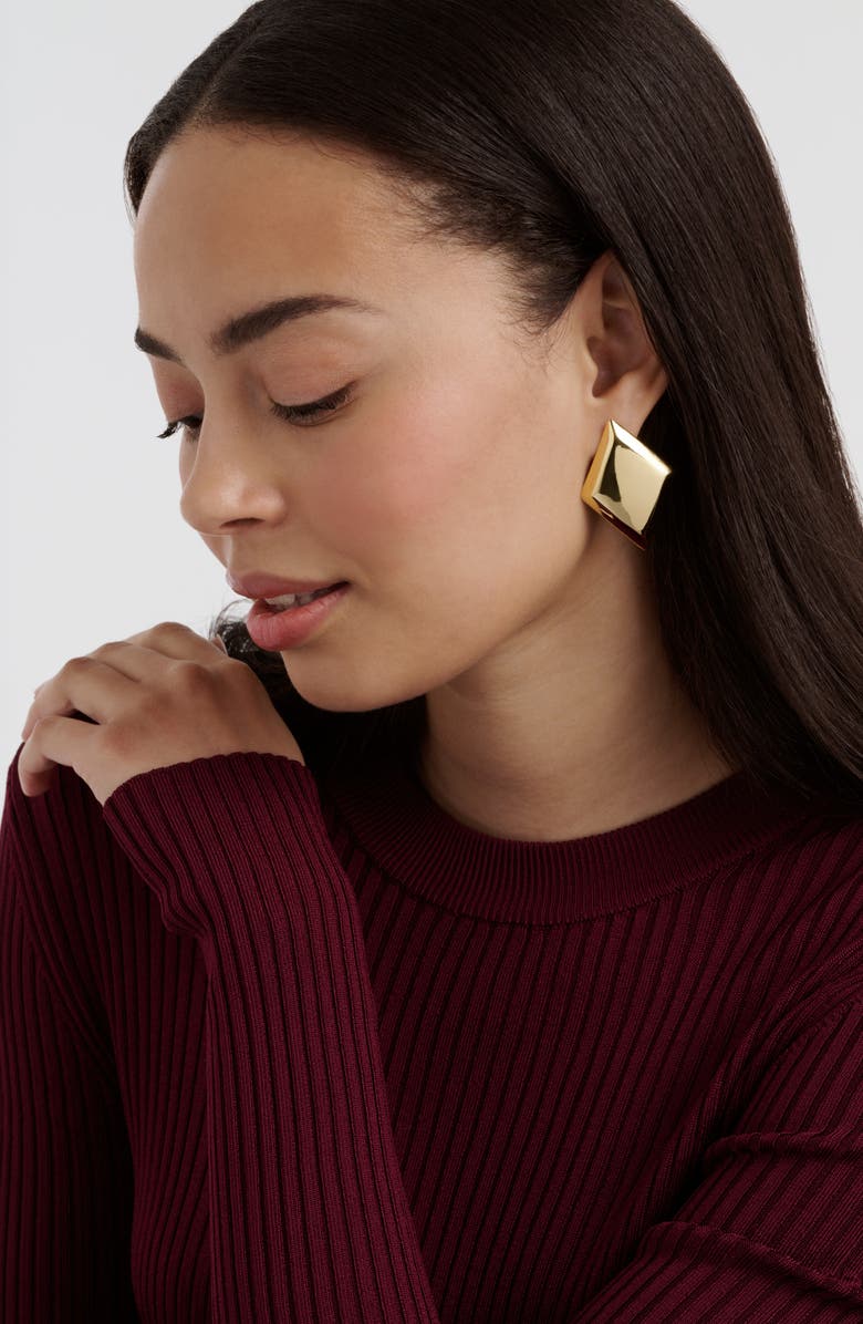 Ted Baker Georgie Large Diamond Shape Stud Earrings, Alternate, color, Gold Tone