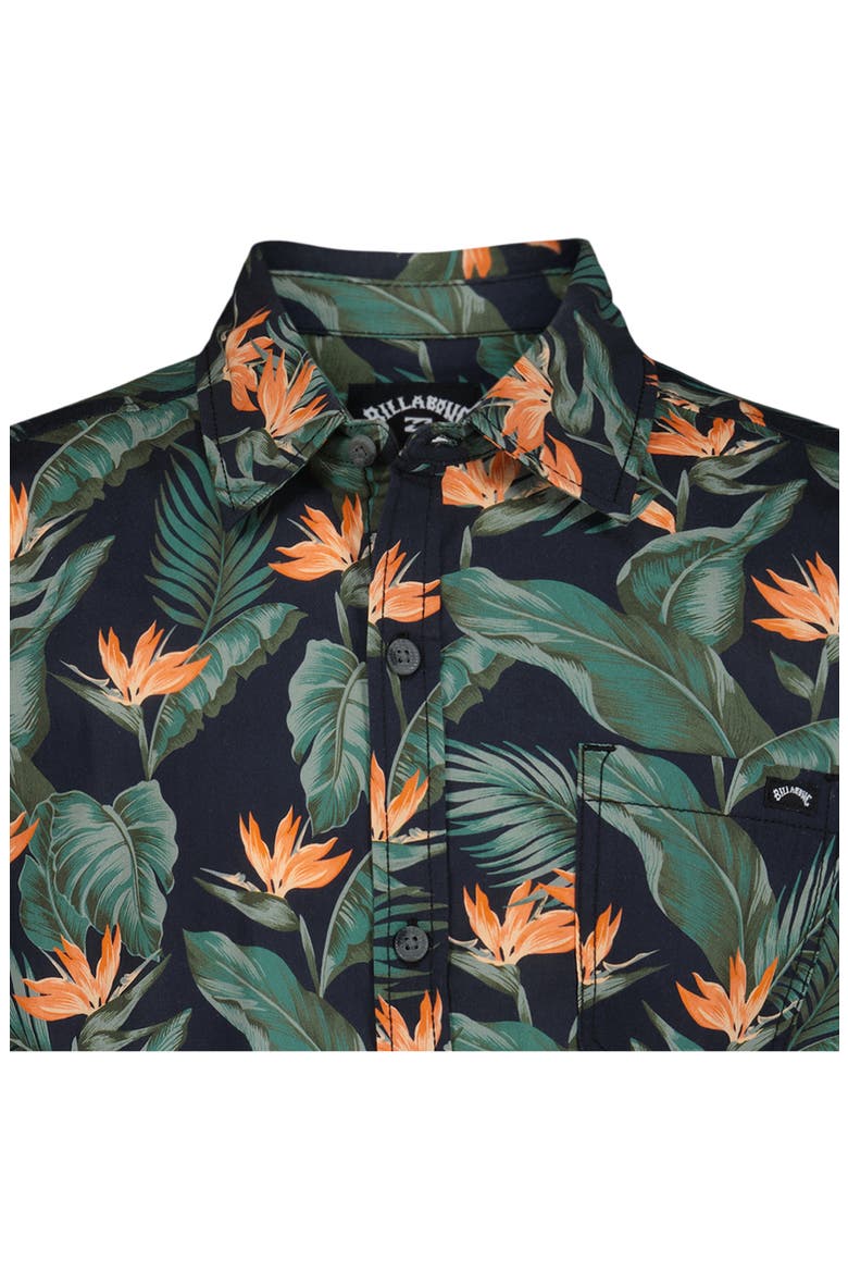 Kids' Sundays Tropical Short Sleeve Button-Down Shirt, Alternate, color, BLACK