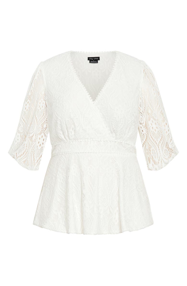 City Chic Ariah Stretch Lace Top, Alternate, color, Cream