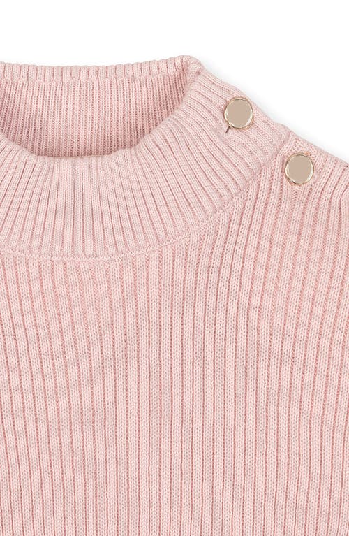 Hope & Henry Kids' Organic Long Sleeve Mock Neck Sweater With Gold Buttons In Purple