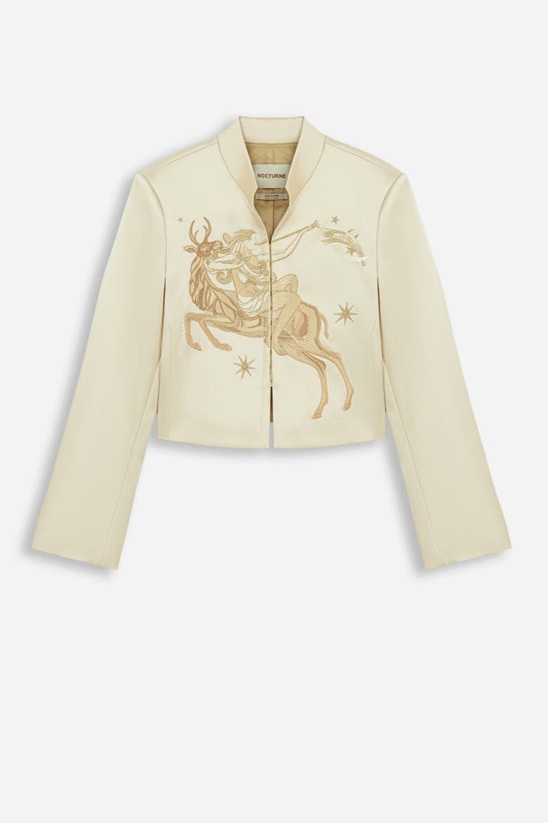 Embroidered Cropped Jacket, Alternate, color, Gold