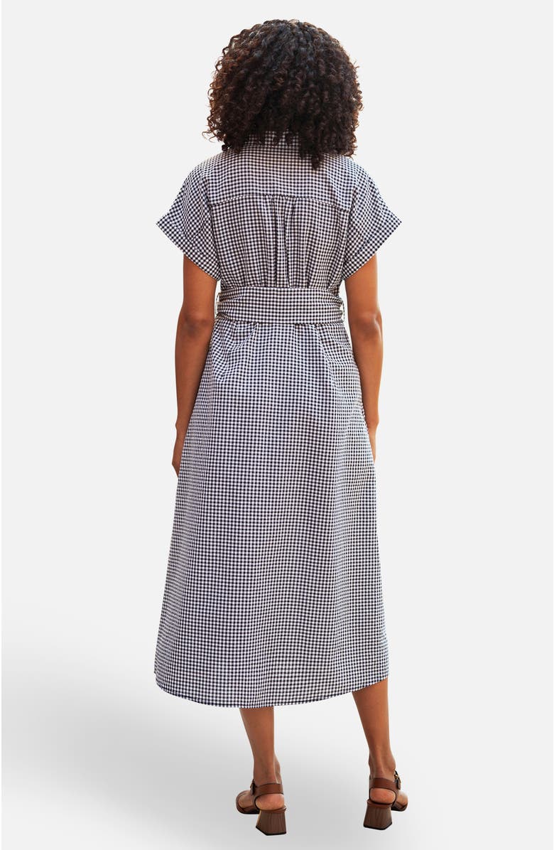 Yumi Gingham Relaxed Shirt Dress, Alternate, color, Black