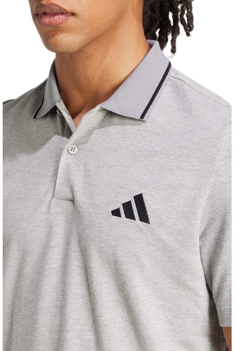Cotton Piqué Knit Polo, Alternate, color, MEDIUM GREY HEATHER/ BLACK