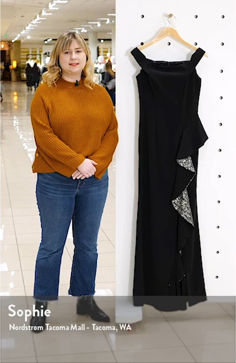 Off the Shoulder Crepe Gown, sales video thumbnail