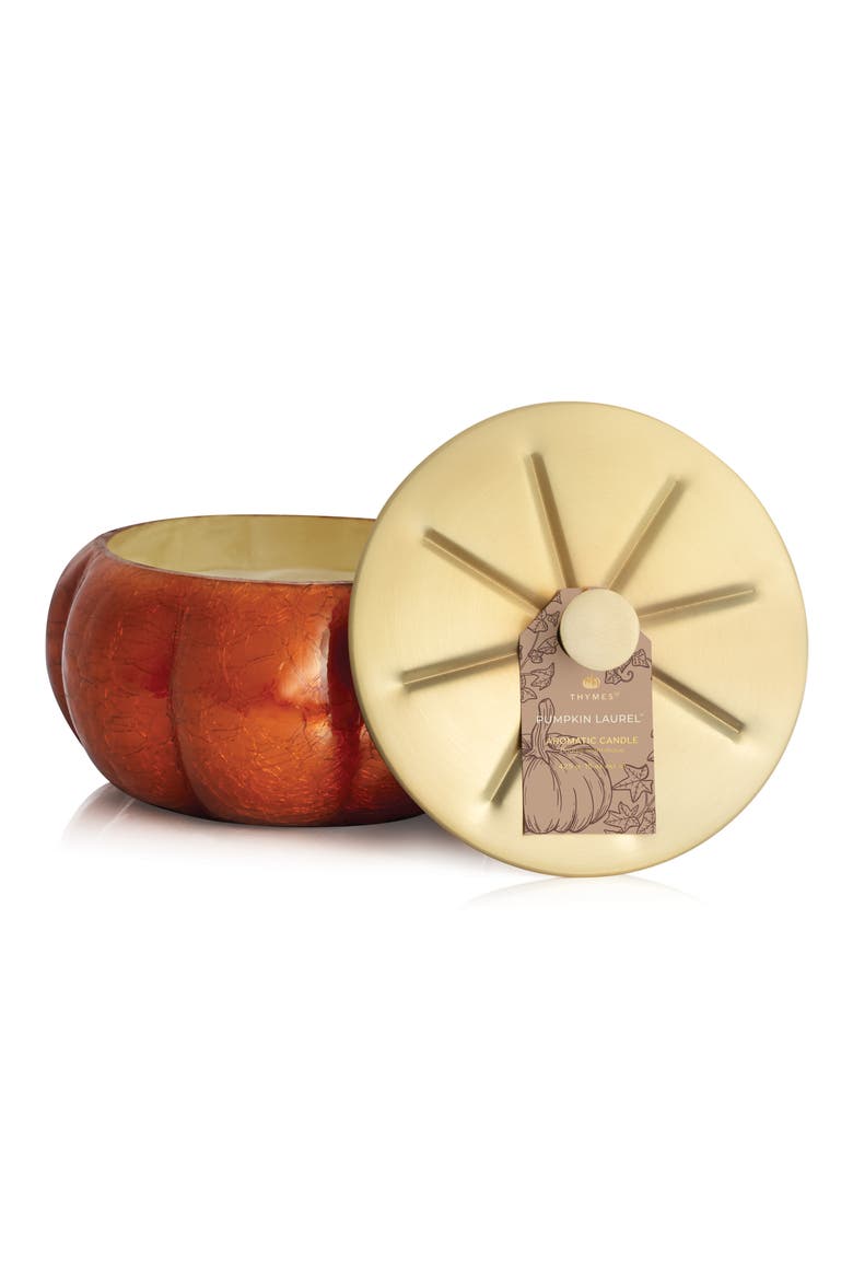 Pumpkin Laurel Large Candle, Alternate, color, ORANGE