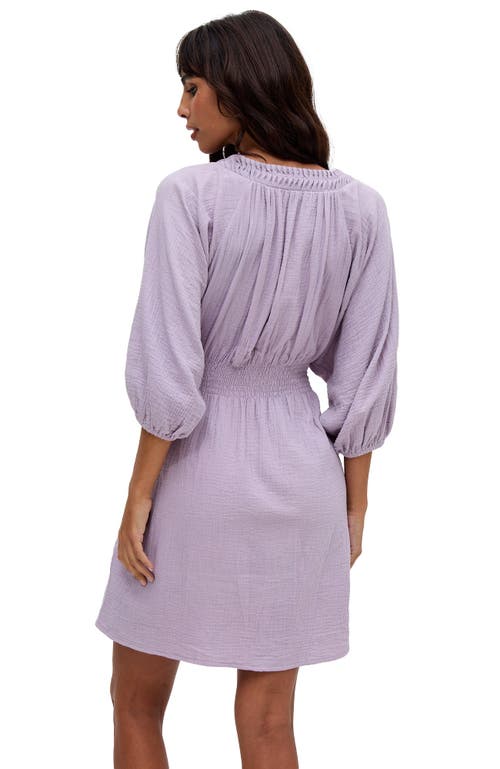 Raffya Soipoi Ruched V-neck Mini Dress In Purple