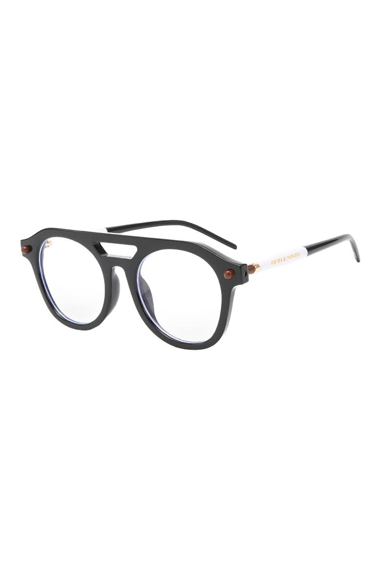 Dylan 50mm Square Blue Light Blocking Glasses, Alternate, color, BLACK/WHITE