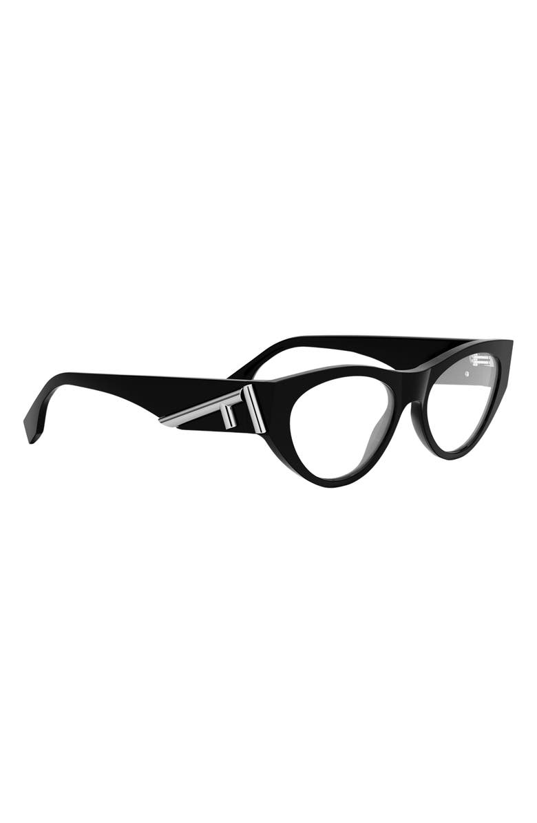 Fendi First 52mm Cat Eye Optical Glasses, Alternate, color, Shiny Black