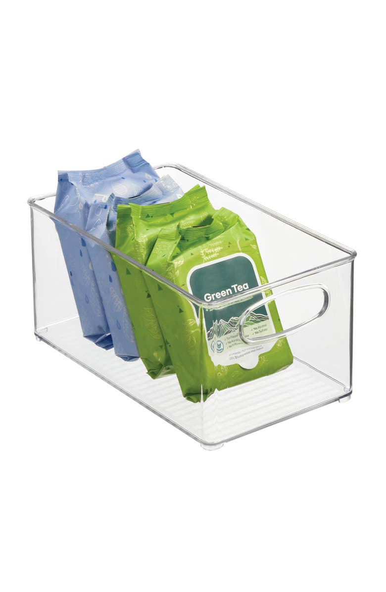 mDesign Plastic Storage Organizer Wide Container Bin with Handles for Bathroom, Home Organization - Holds Vitamins, Supplements, Makeup, Styling Tools - Ligne Collection - 8 Pack - Clear, Alternate, color, 