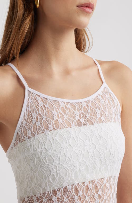 Open Edit Sheer Lace Maxi Dress In White