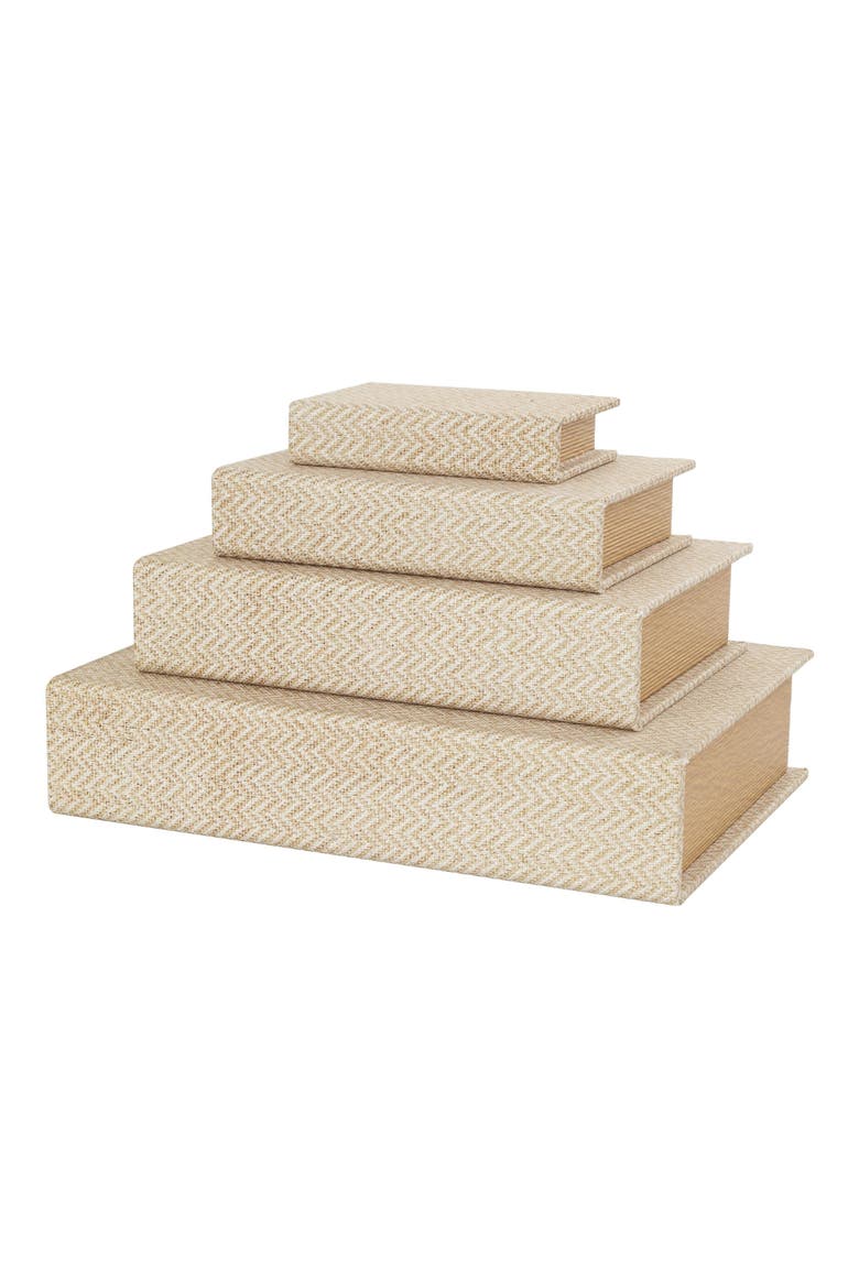 Set of 4 Faux Book Boxes, Alternate, color, CREAM