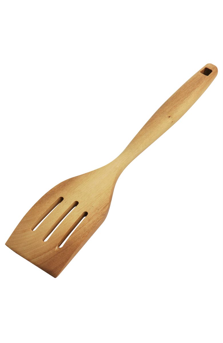 OSTER Acacia Wood Slotted Turner Cooking Utensil, Alternate, color, Light Brown