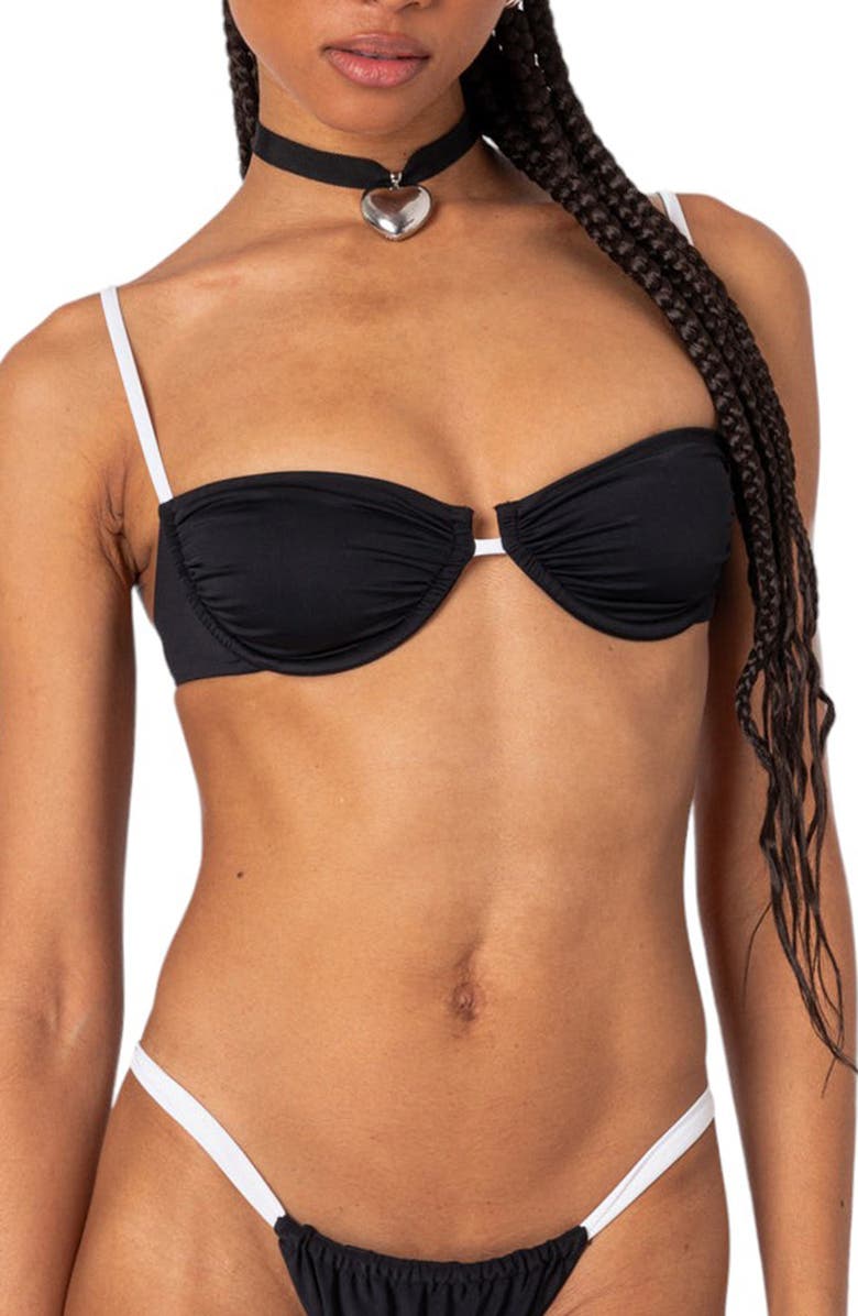 EDIKTED Leanna Contrast Underwire Bikini Top, Main, color, 