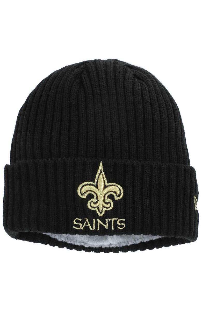 New Era Youth New Era Black New Orleans Saints Team Logo Core Classic Cuffed Knit Hat, Alternate, color, 