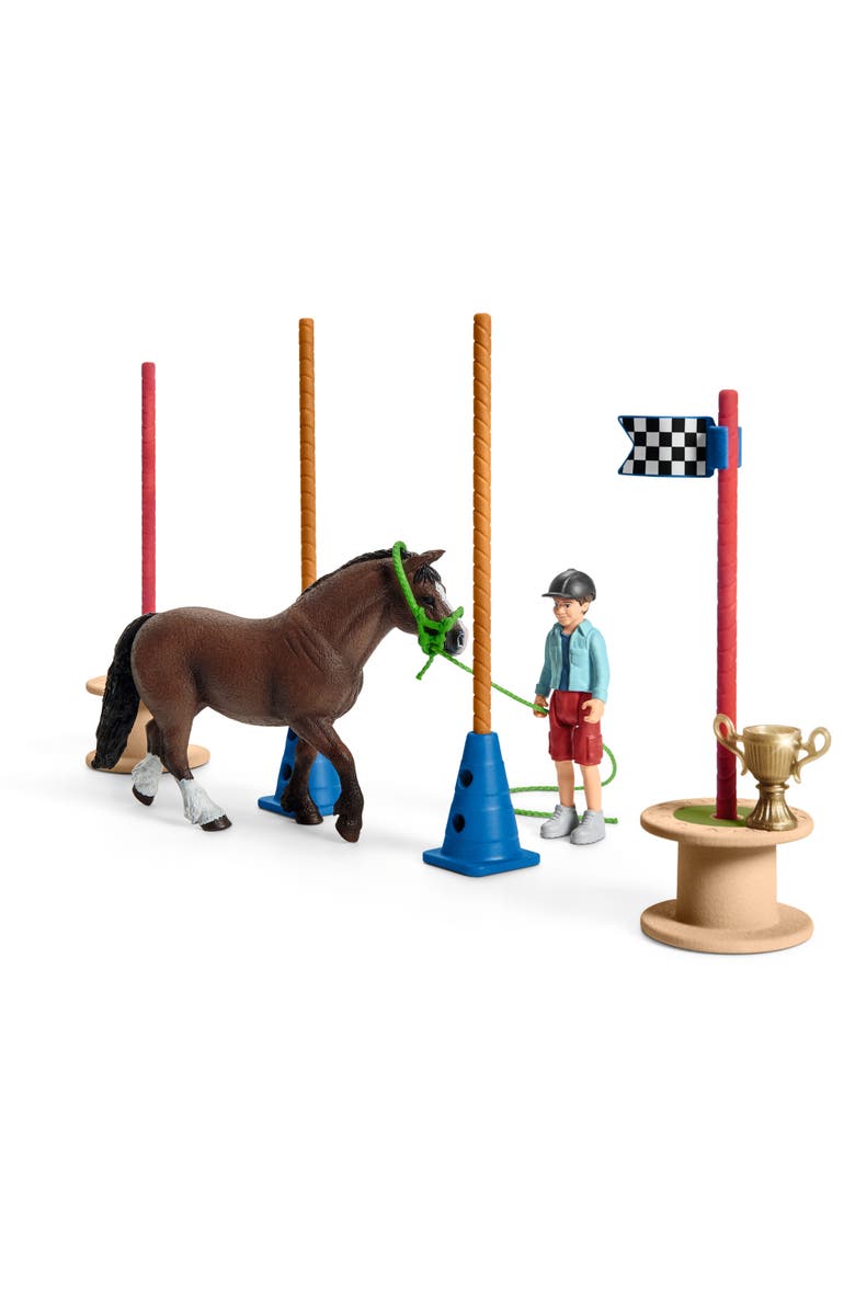 Schleich Farm World Pony Agility Race, 22 Piece Playset, Age 3+, Alternate, color, Multicolored