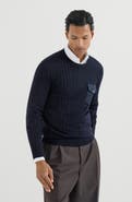Brunello Cucinelli Cashmere and silk ribbed sweater with chest pocket