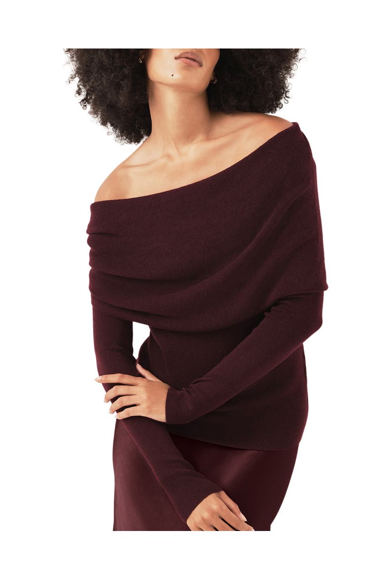 Bardot Knit Top, Main, color, Burgundy
