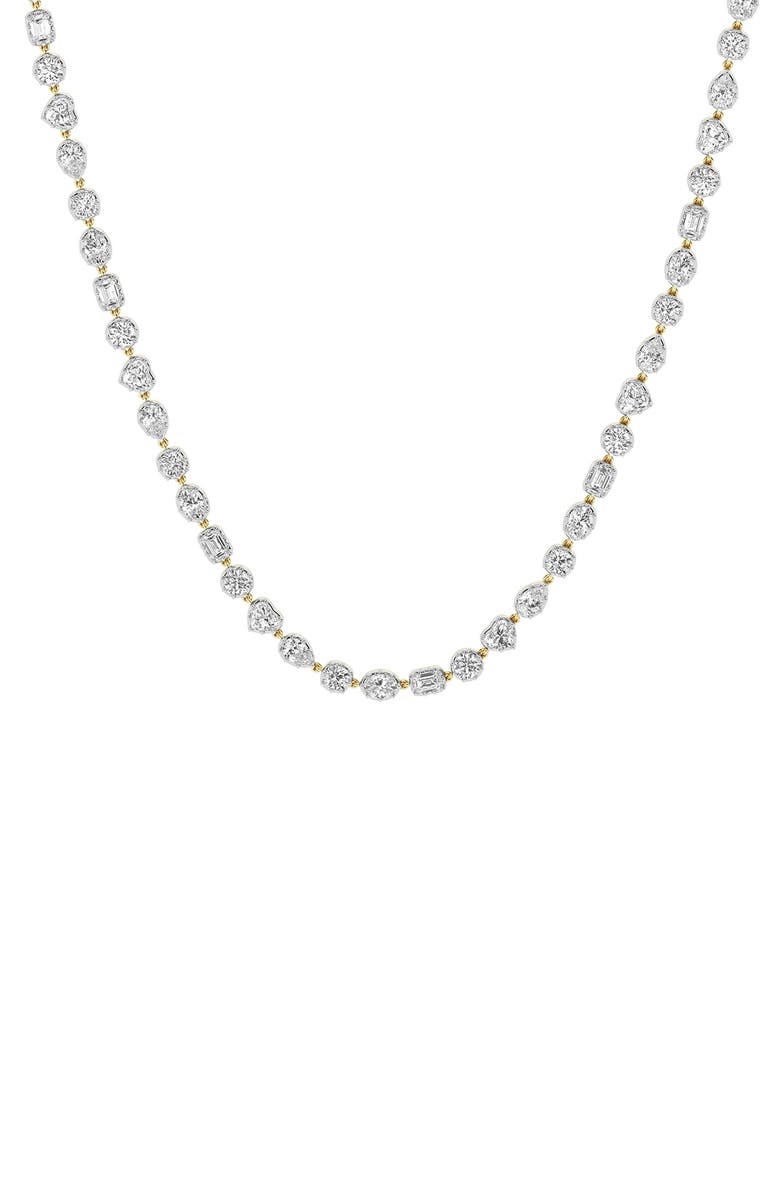 HauteCarat Georgian Lab Grown Diamond Tennis Necklace, Main, color, 18K Yellow/ Blackened Gold
