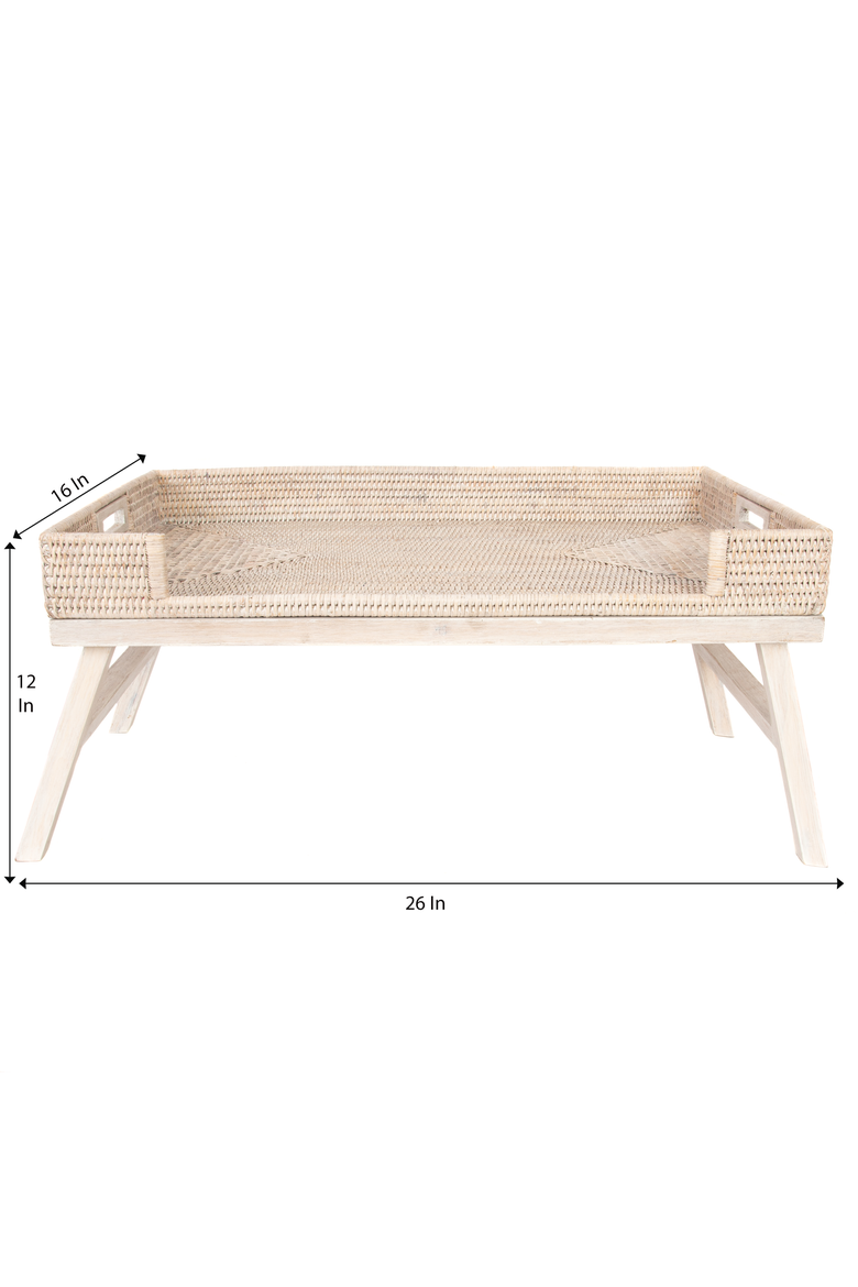 Artifacts Rattan Breakfast Tray/Table, Alternate, color, White Wash