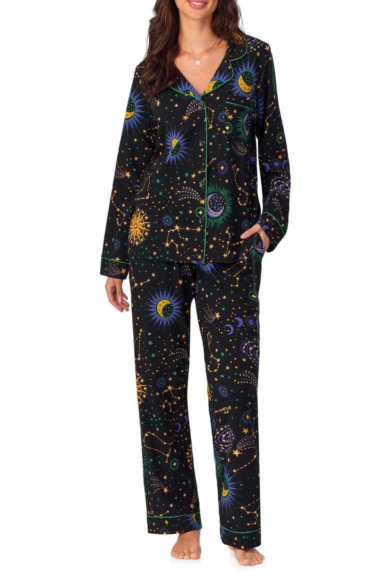 Print Stretch Organic Cotton Jersey Pajamas, Main, color, NIGHT SKY