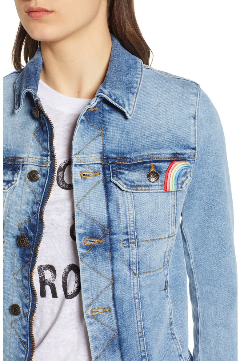 Embroidered Denim Jacket, Alternate, color, BLEU