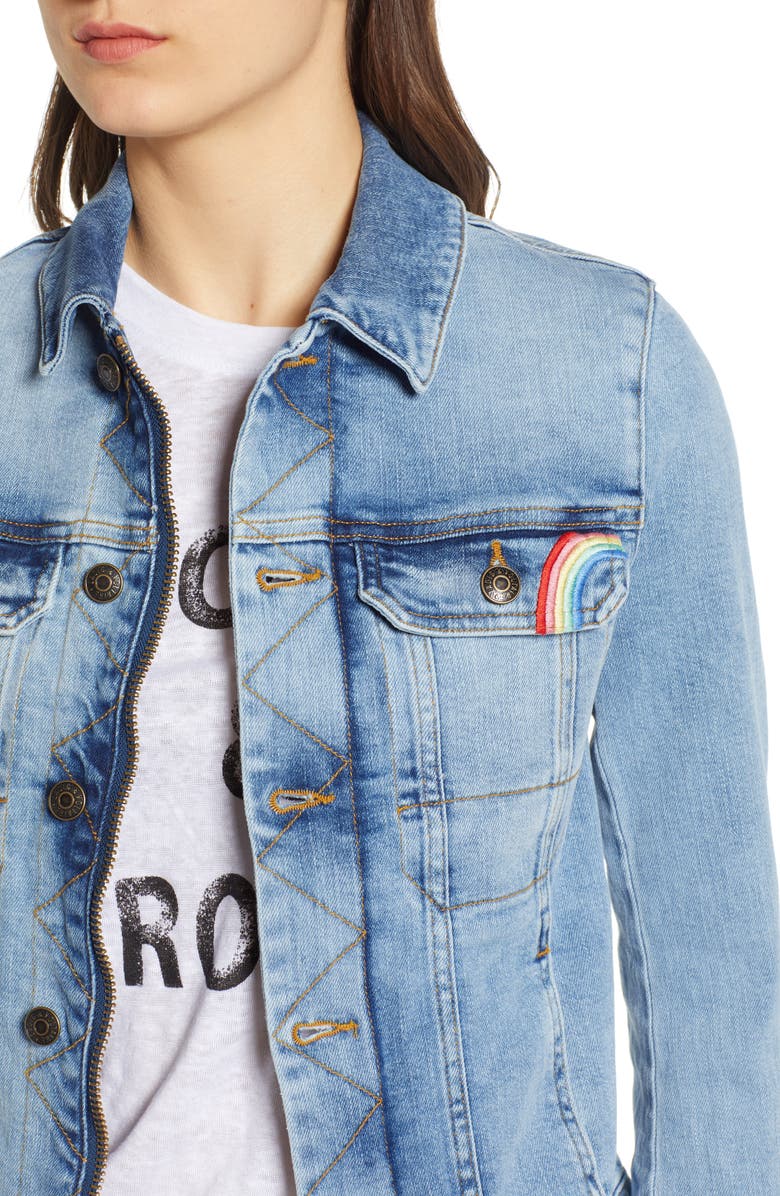 Zadig & Voltaire Embroidered Denim Jacket, Alternate, color, 