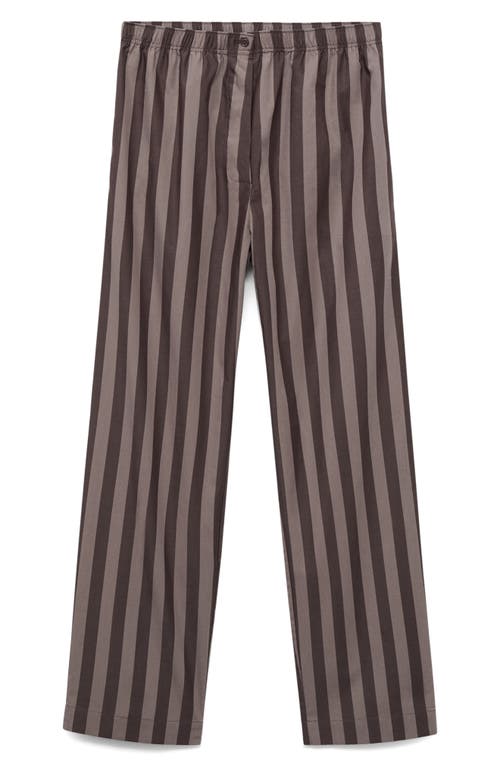 Mango Stripe Cotton Pajama Pants In Brown