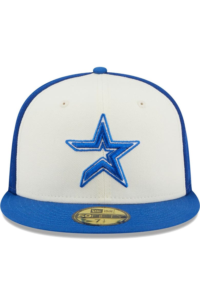 New Era Men's New Era Cream/Royal Houston Astros Chrome Anniversary 59FIFTY Fitted Hat, Alternate, color,