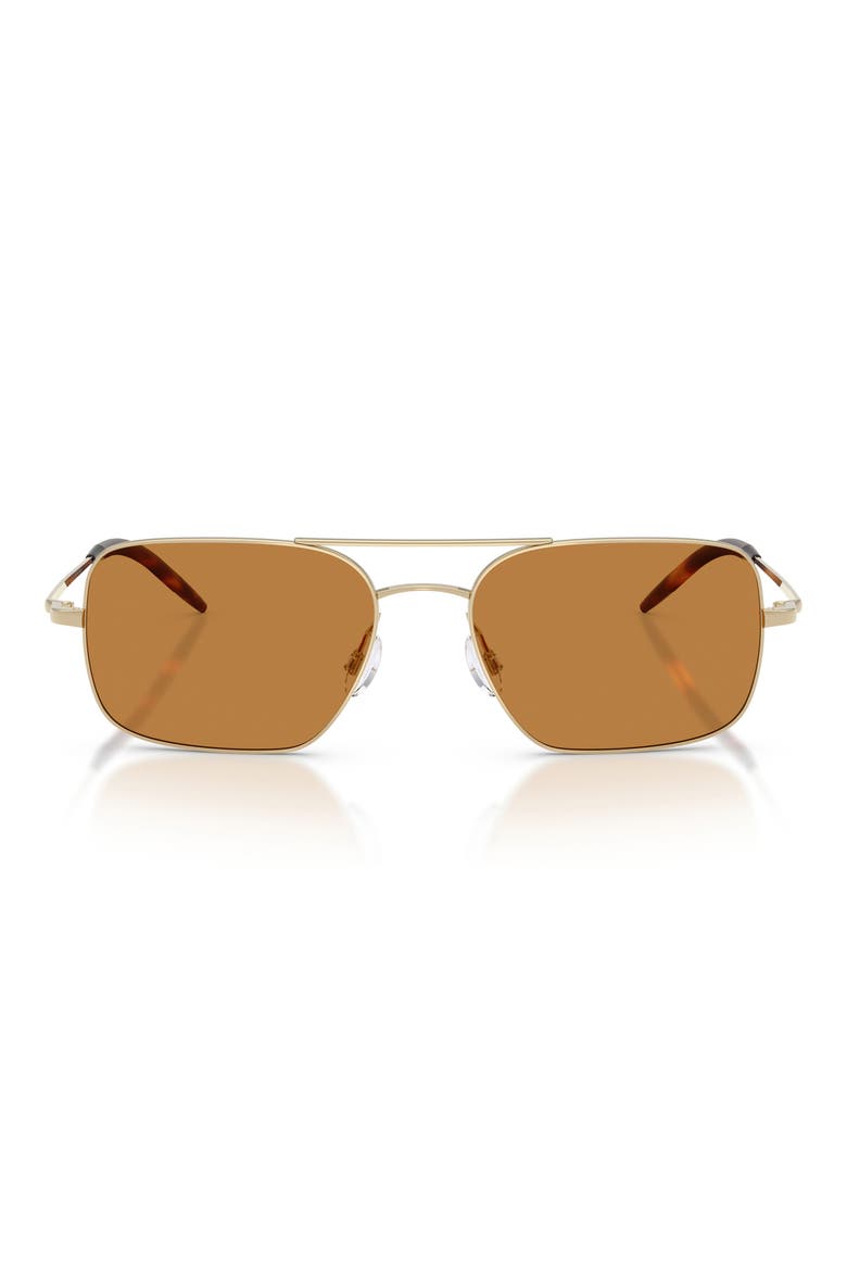 55mm Victory II Rectangular Sunglasses, Main, color, GOLD / COGNAC