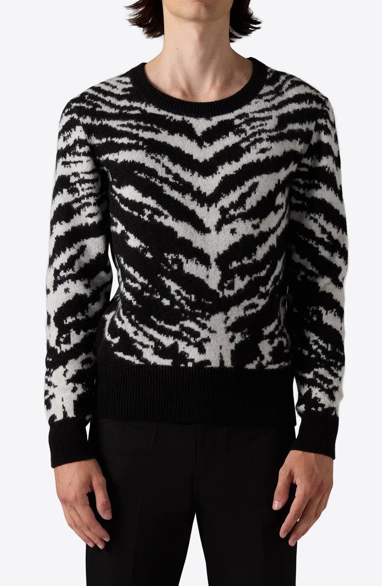 BLK DNM Zebra Stripe Merino Wool Sweater, Main, color, Black And White Zebra Jacquard