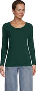 Lands' End Plus Size Lightweight Jersey Skimming Long Sleeve Scoop Neck T-shirt