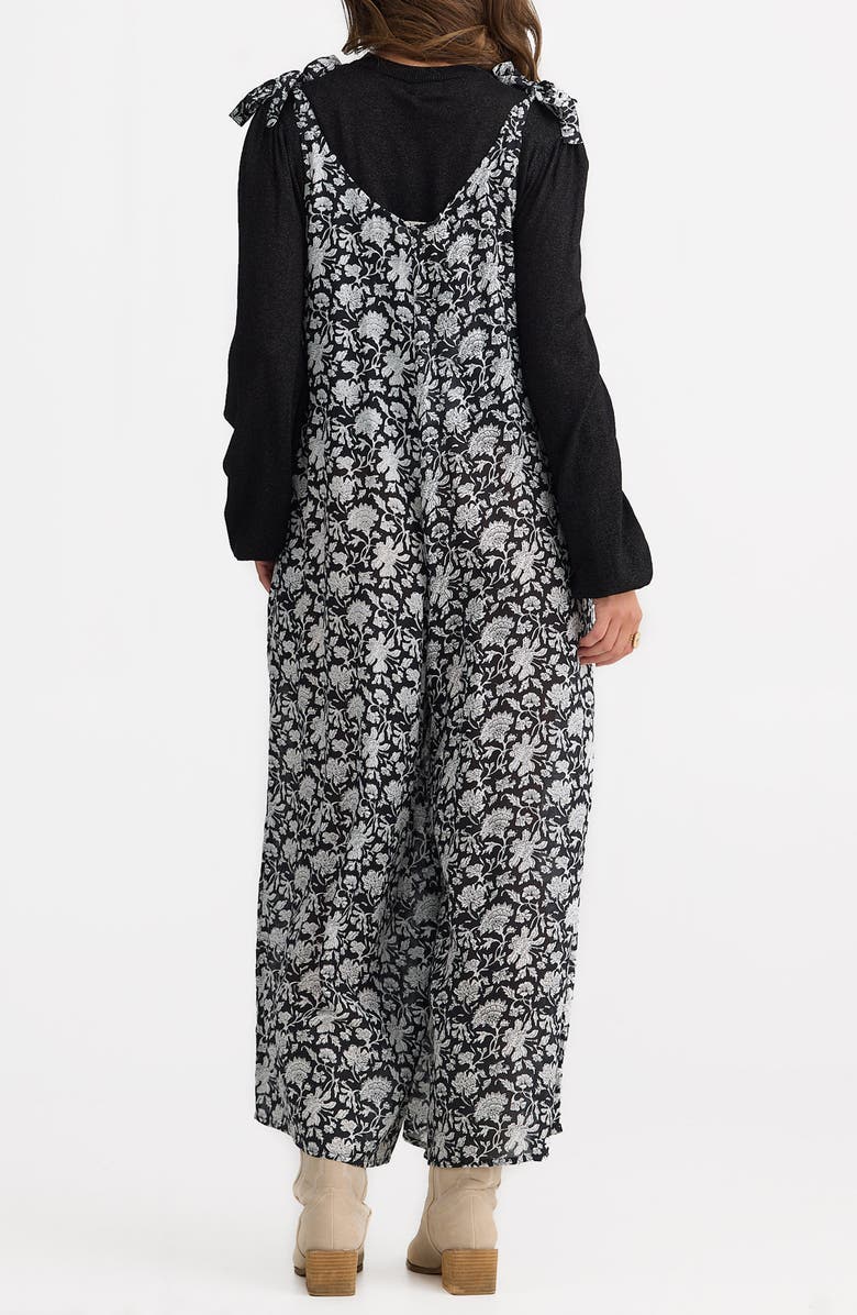Talisman the Label Temple Print Wide Leg Jumpsuit, Alternate, color, Black Moon River