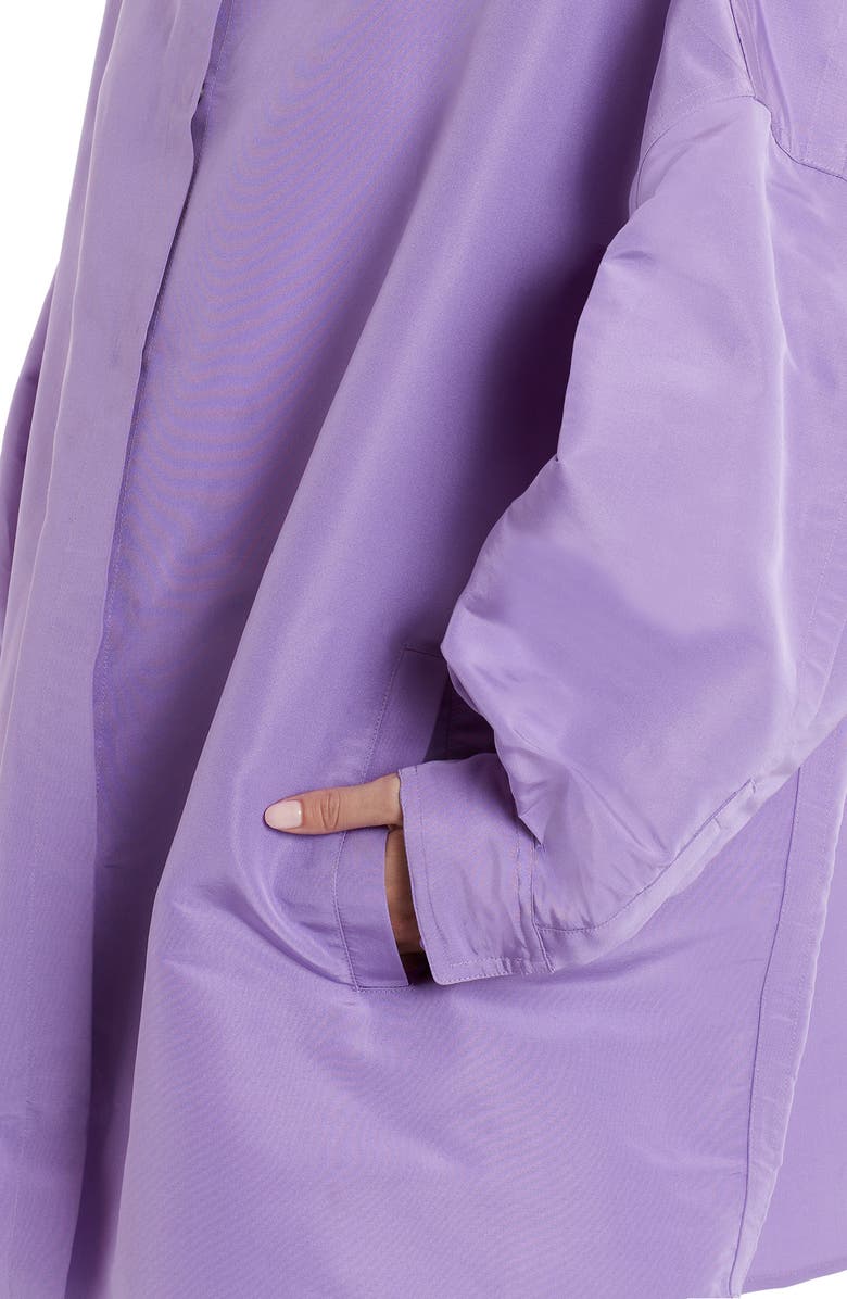 Valentino Oversize Silk Button-Up Top, Alternate, color,