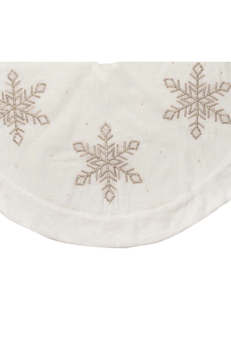 C&F Home Sparkling Champagne Snowflakes 100% Polyester Christmas Tree Skirt 54", Alternate, color, Gold